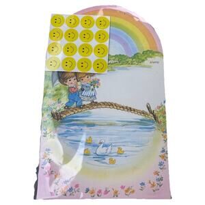 Little Rainbows Fold & Seal Card/Envelopes Vintage New Old Stock